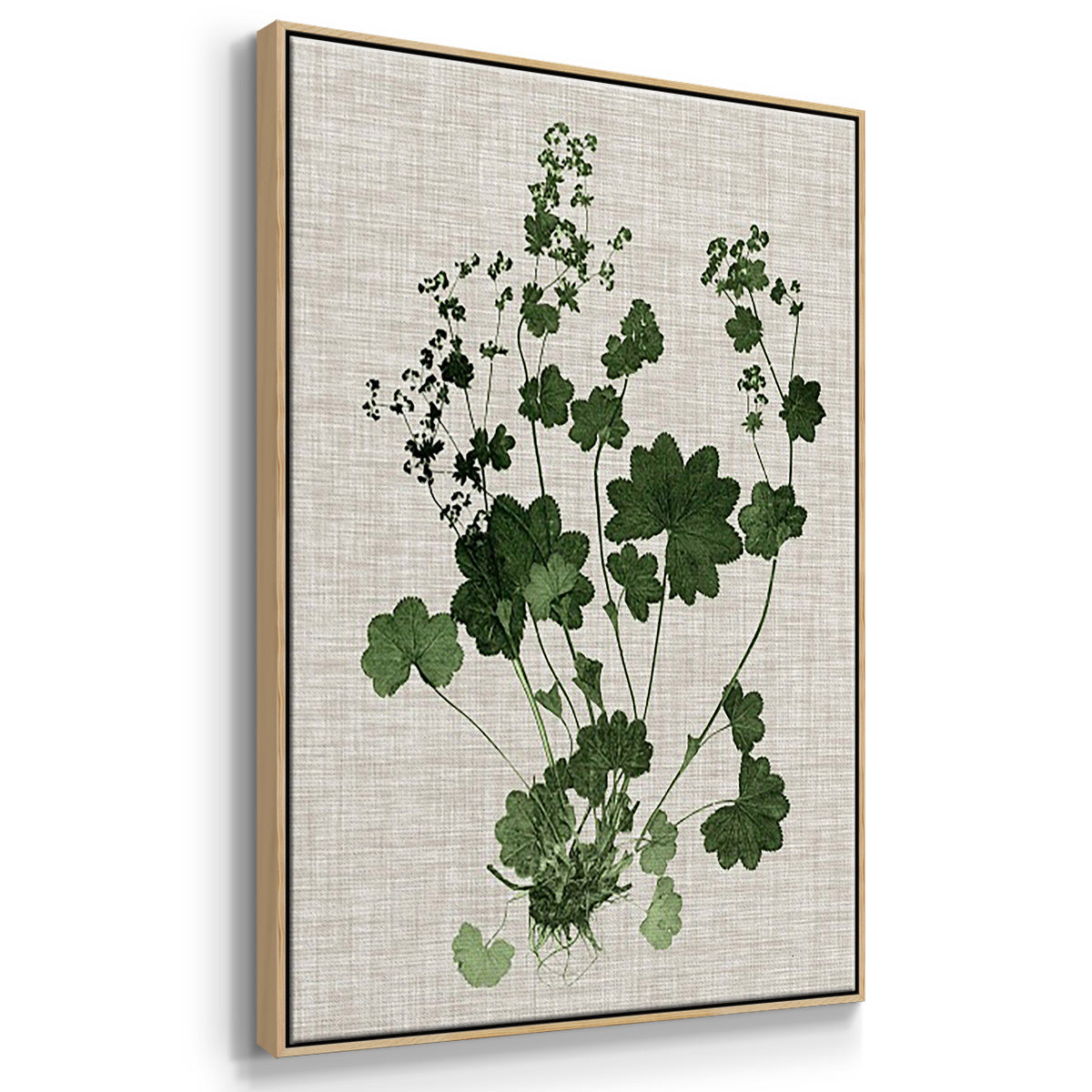 Forest Foliage on Linen I - Framed Premium Gallery Wrapped Canvas L Frame 3 Piece Set - Ready to Hang