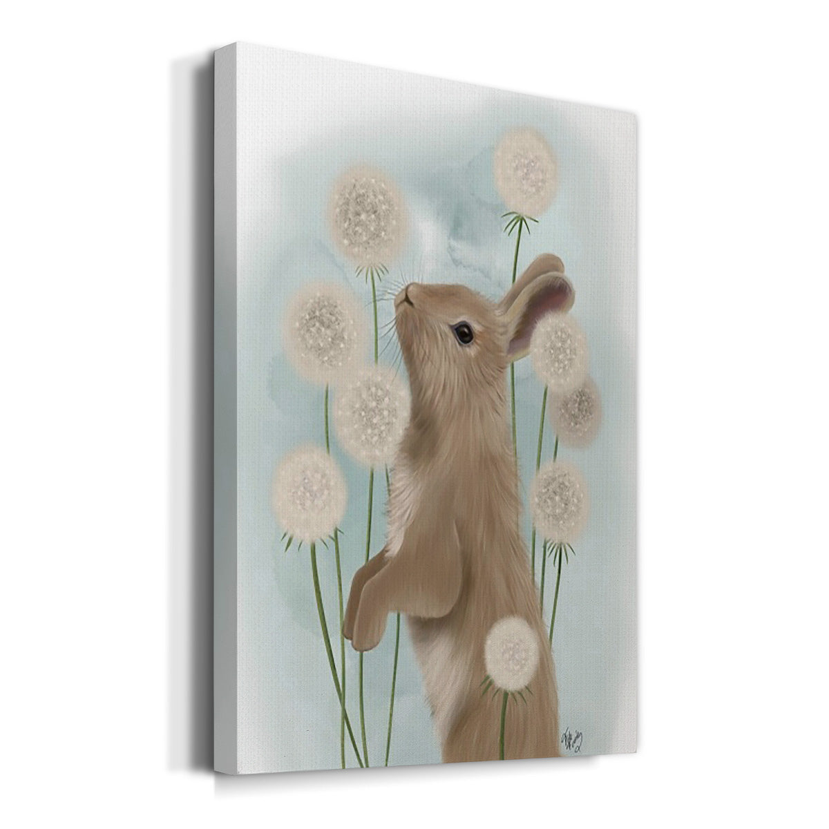 Rabbit In Dandylions Premium Gallery Wrapped Canvas - Ready to Hang