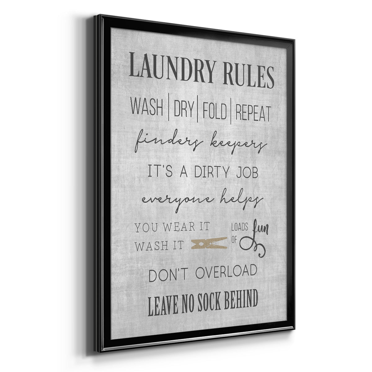 Neutral Laundry Rules - Modern Framed Canvas Print