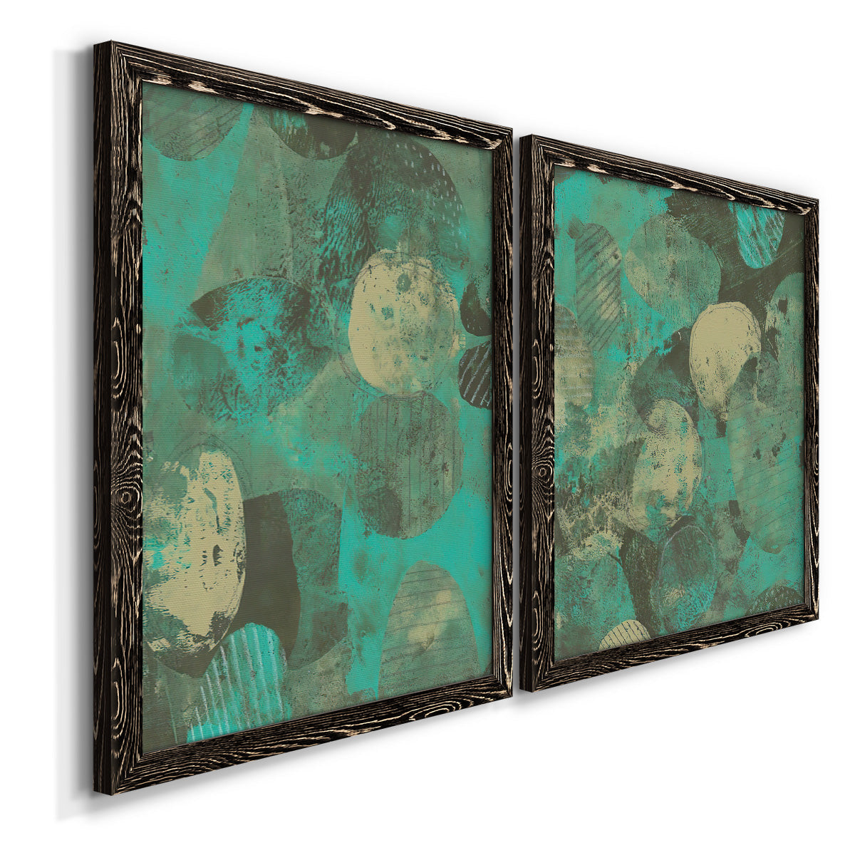 Minty Green Orbs I - Premium Framed Canvas 2 Piece Set - Ready to Hang