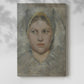 Canvas art print of a delicate head study with light shading and calm features with a soft shadow on a white background.