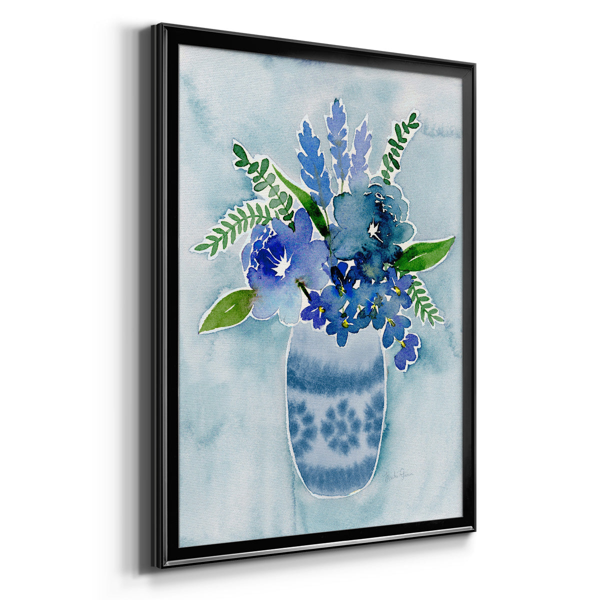 Blue Bouquet II - Modern Framed Canvas Print
