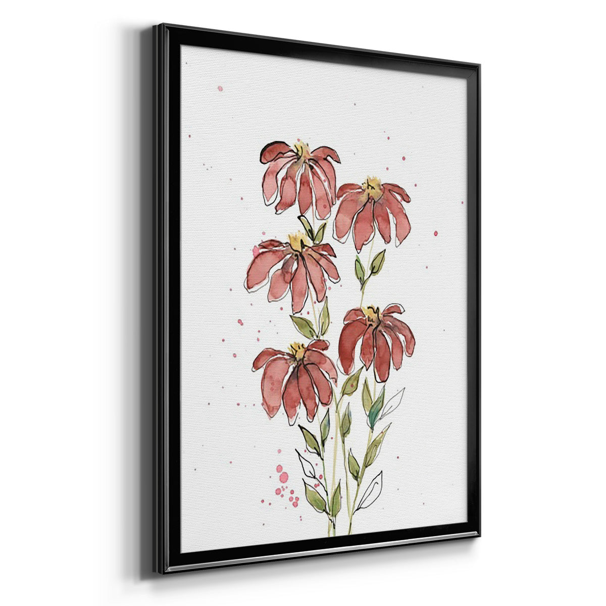 Watercolor Blooms II - Modern Framed Canvas Print