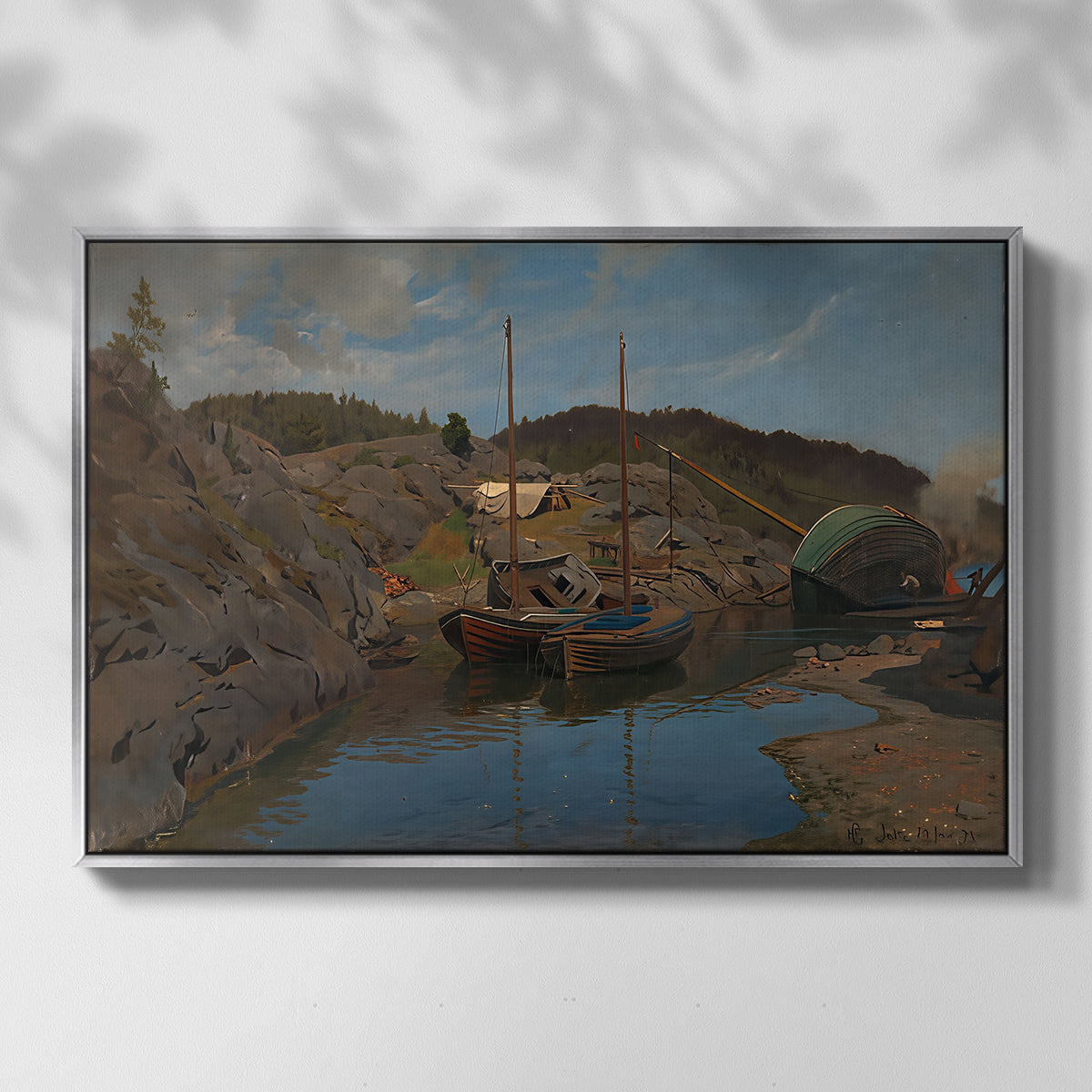 Pilotboats, 1875 - Floater Framed Canvas Print