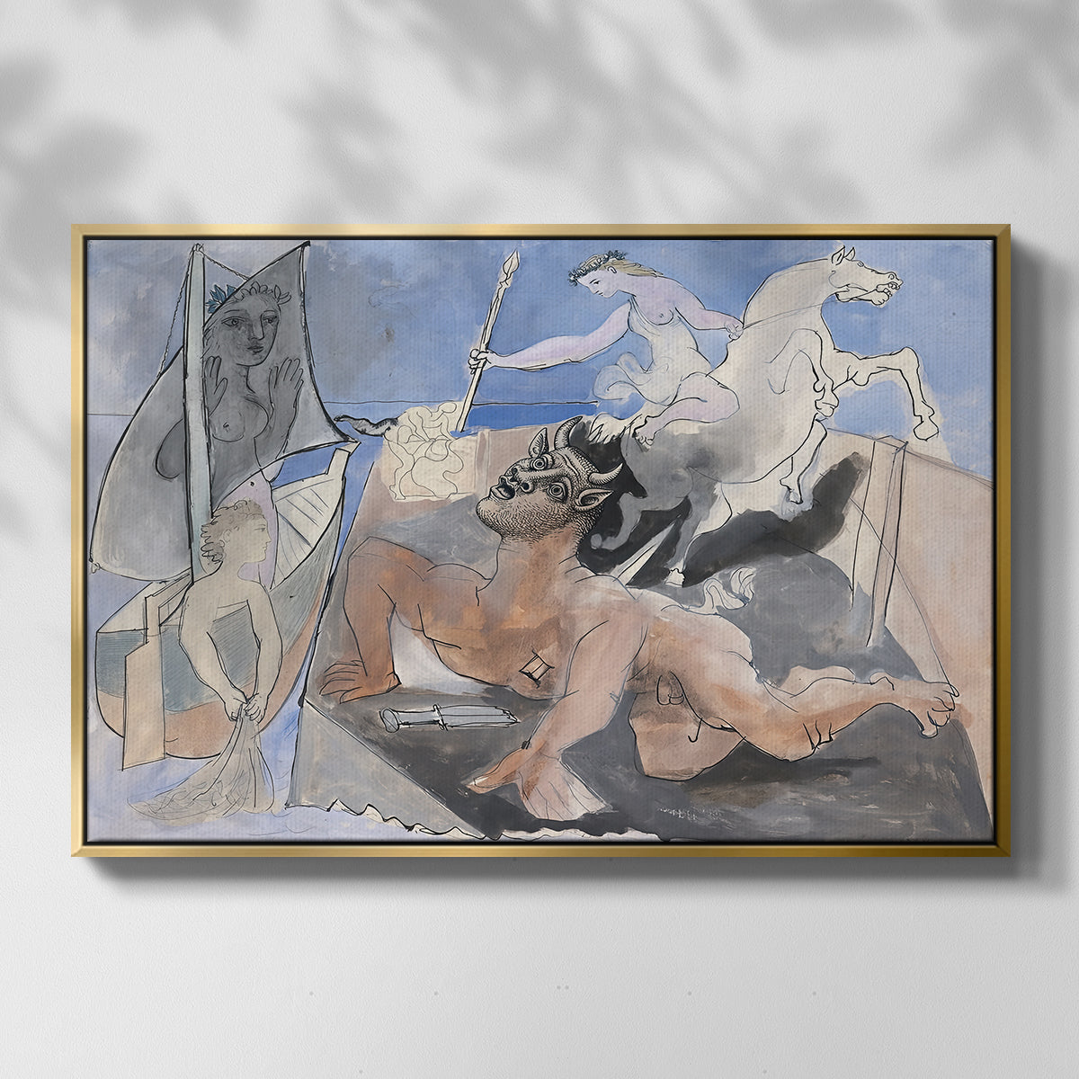 Composition with Minotaur, 1936 - Floater Framed Canvas Print