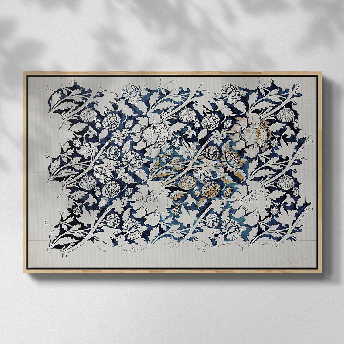 Watercolour for Printed Fabric Design: Wey, c. 1882-1883 - Floater Framed Canvas Print