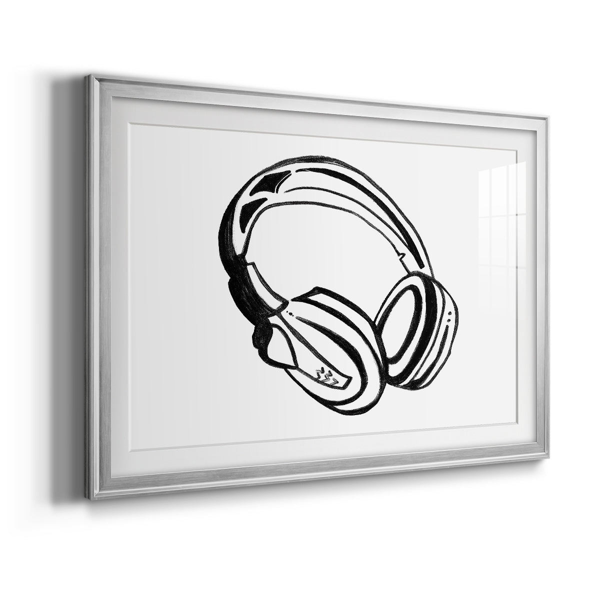 Headphones Sketch Premium Framed Print - Ready to Hang