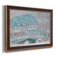 Impressionist coastal village landscape in Norway by Claude Monet printed on canvas in an ornate bronzed mahogany wood frame.