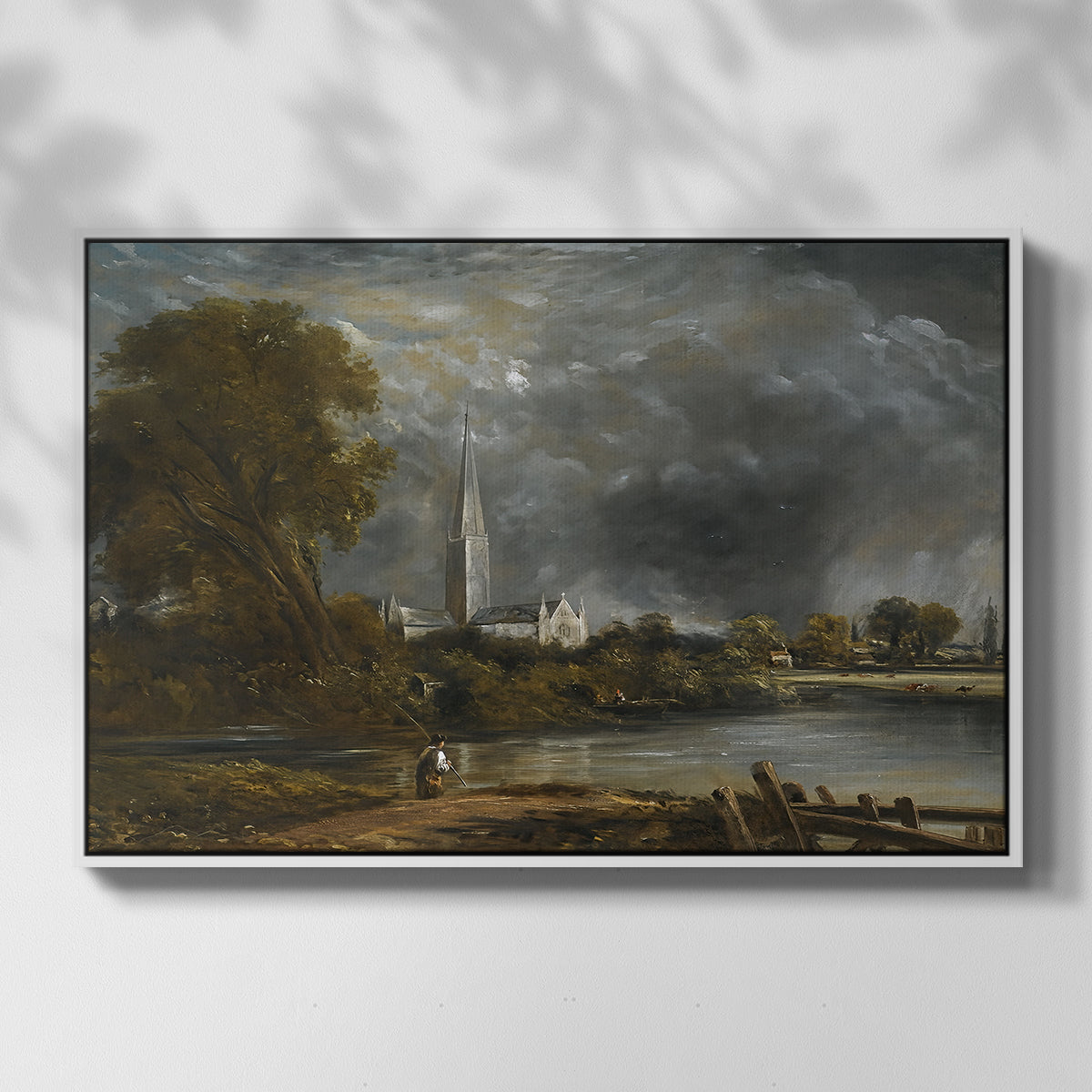 Salisbury Cathedral from the Meadows, c. 1831 - Floater Framed Canvas Print