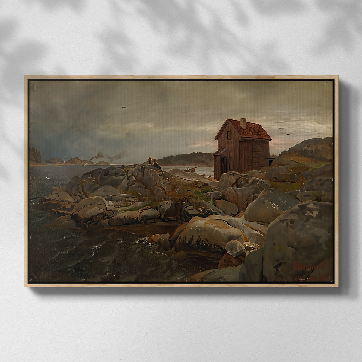 A Fisherman's Home, Lillesand, 1858 - Floater Framed Canvas Print