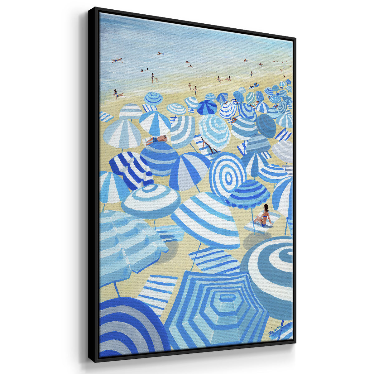 Sky Blue Beach - Framed Premium Gallery Wrapped Canvas L Frame - Ready to Hang