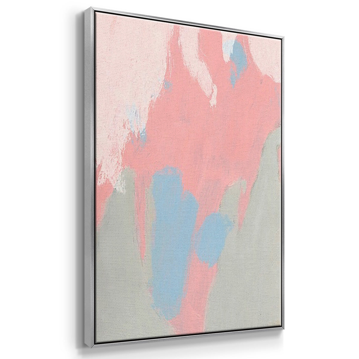 Blushing Abstract I - Framed Premium Gallery Wrapped Canvas L Frame 3 Piece Set - Ready to Hang