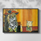 Woman Yelling at a Cat Meme (Picasso Parody) - Floater Framed Canvas Print