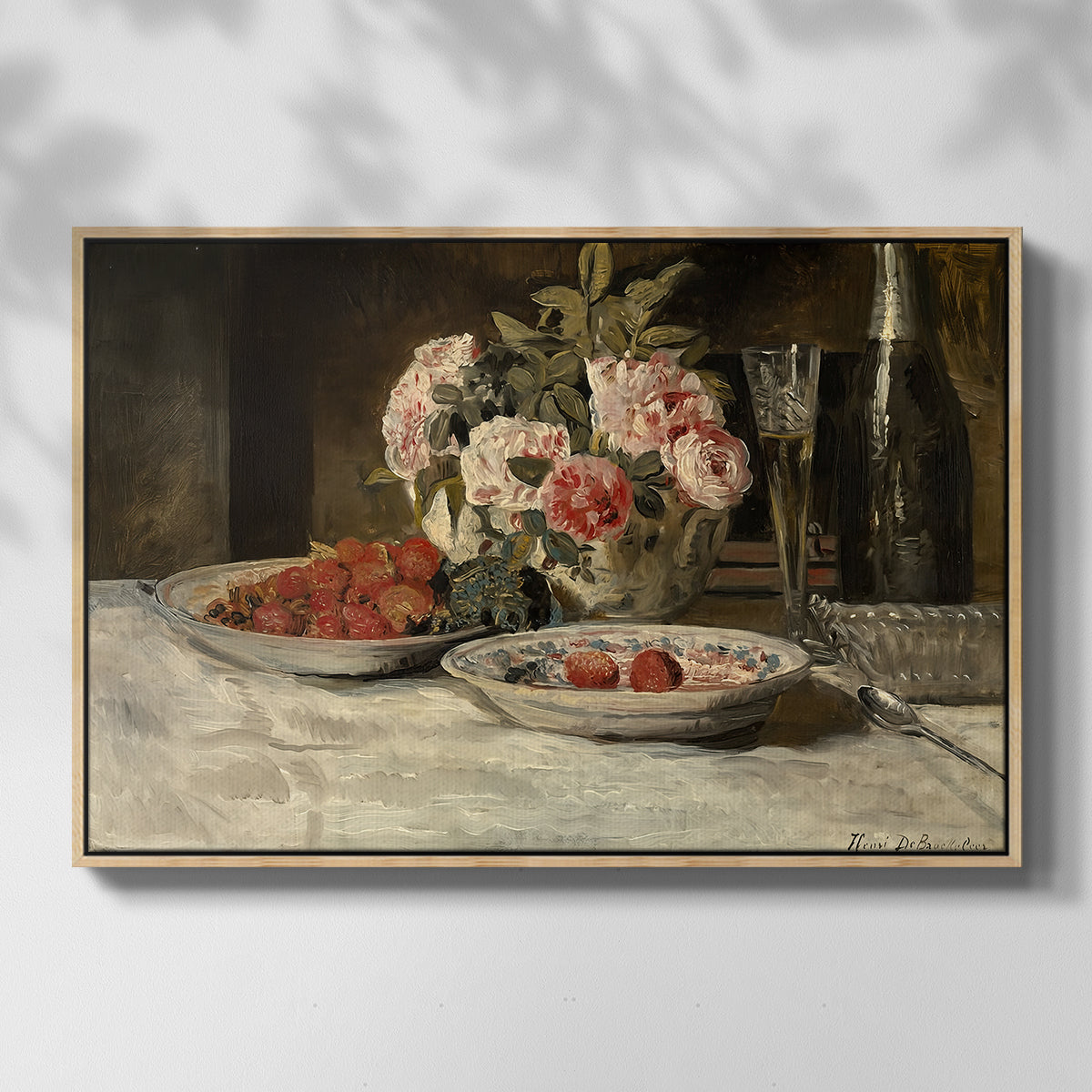 Strawberries and Champagne, c. 1881-1885 - Floater Framed Canvas Print