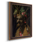 Surreal allegorical portrait representing the four seasons by Giuseppe Arcimboldo printed on canvas in an ornate bronzed mahogany wood frame with a vertical orientation.