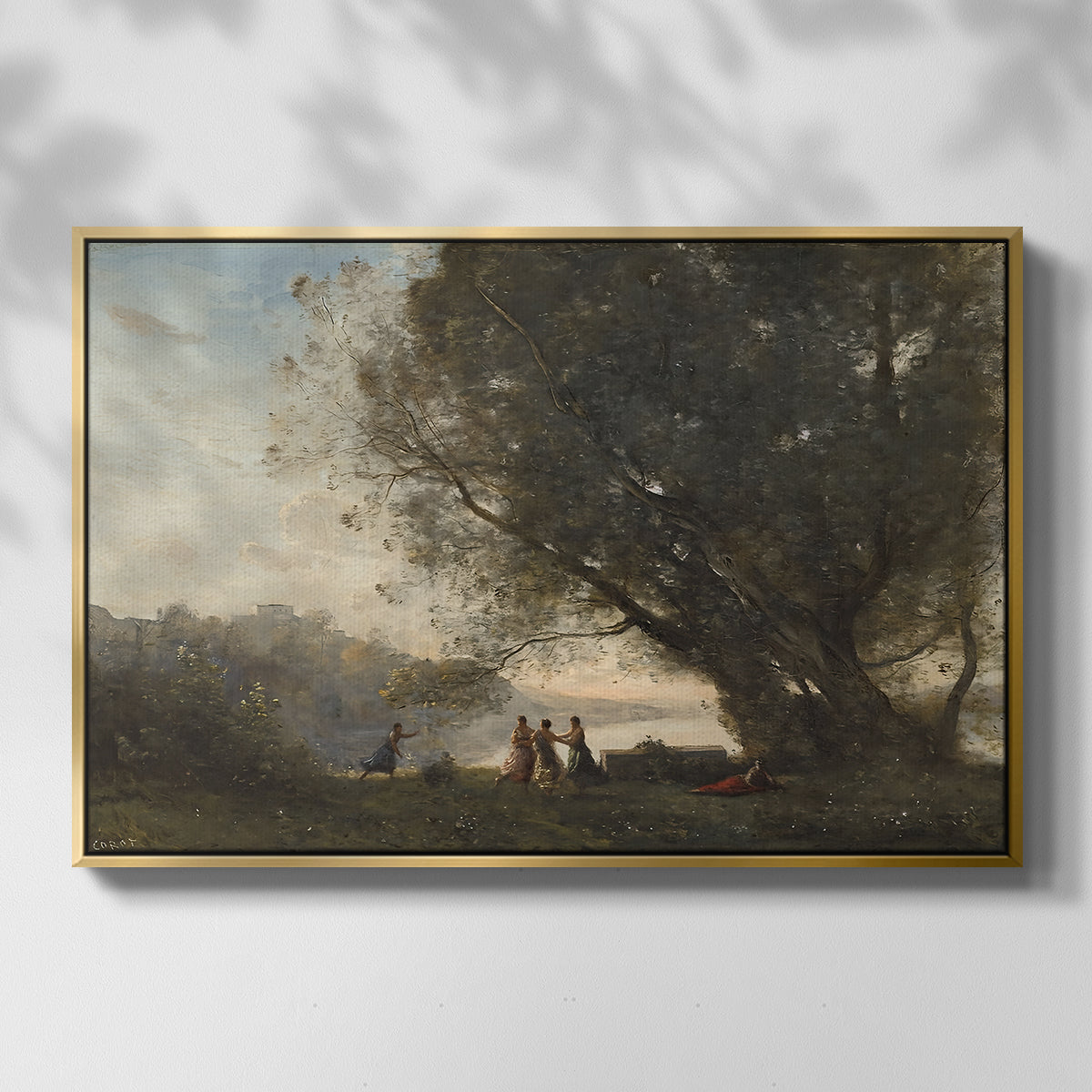 Dance Under the Trees at the Edge of the Lake, c. 1865-1870 - Floater Framed Canvas Print