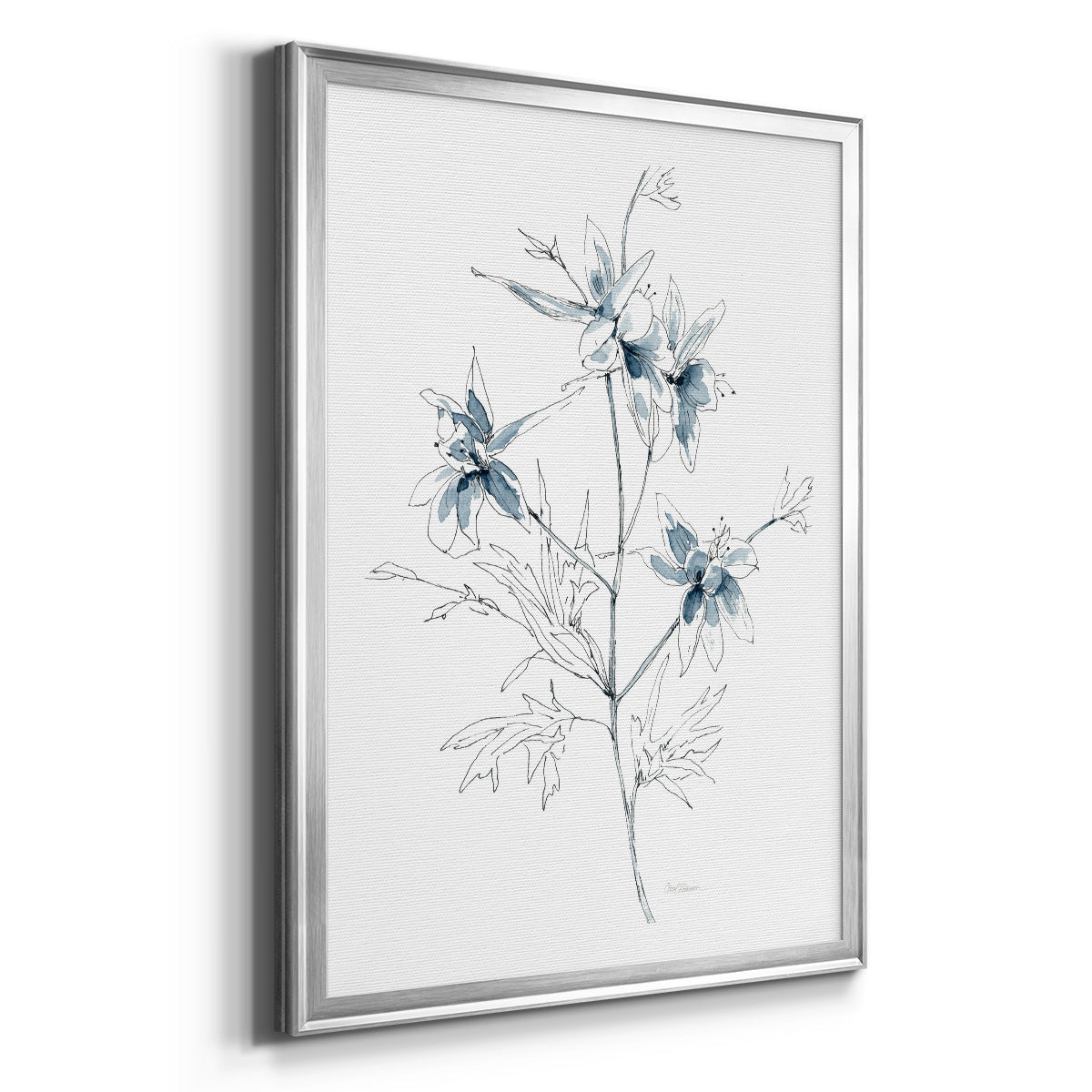 Indigo Sketch II - Modern Framed Canvas Print
