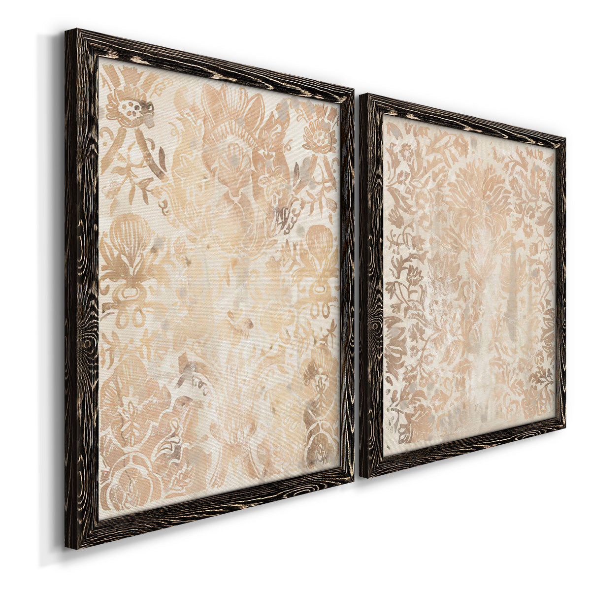 Walnut Damask III - Premium Framed Canvas 2 Piece Set - Ready to Hang