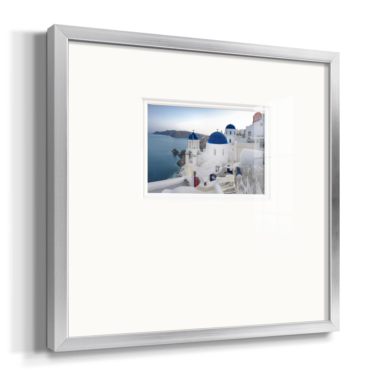 Santorini Sunrise Premium Framed Print Double Matboard