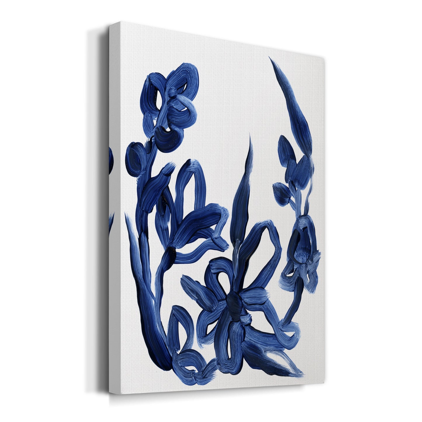 Indigo Brush Blooms II Premium Gallery Wrapped Canvas - Ready to Hang