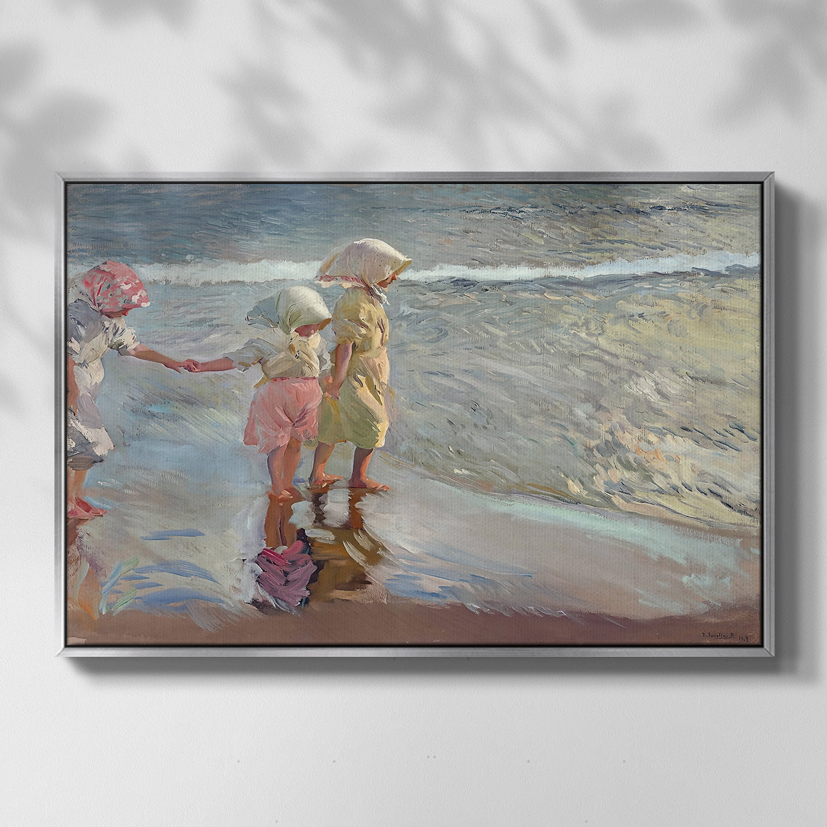 The Three Sisters on the Beach, 1908 - Floater Framed Canvas Print