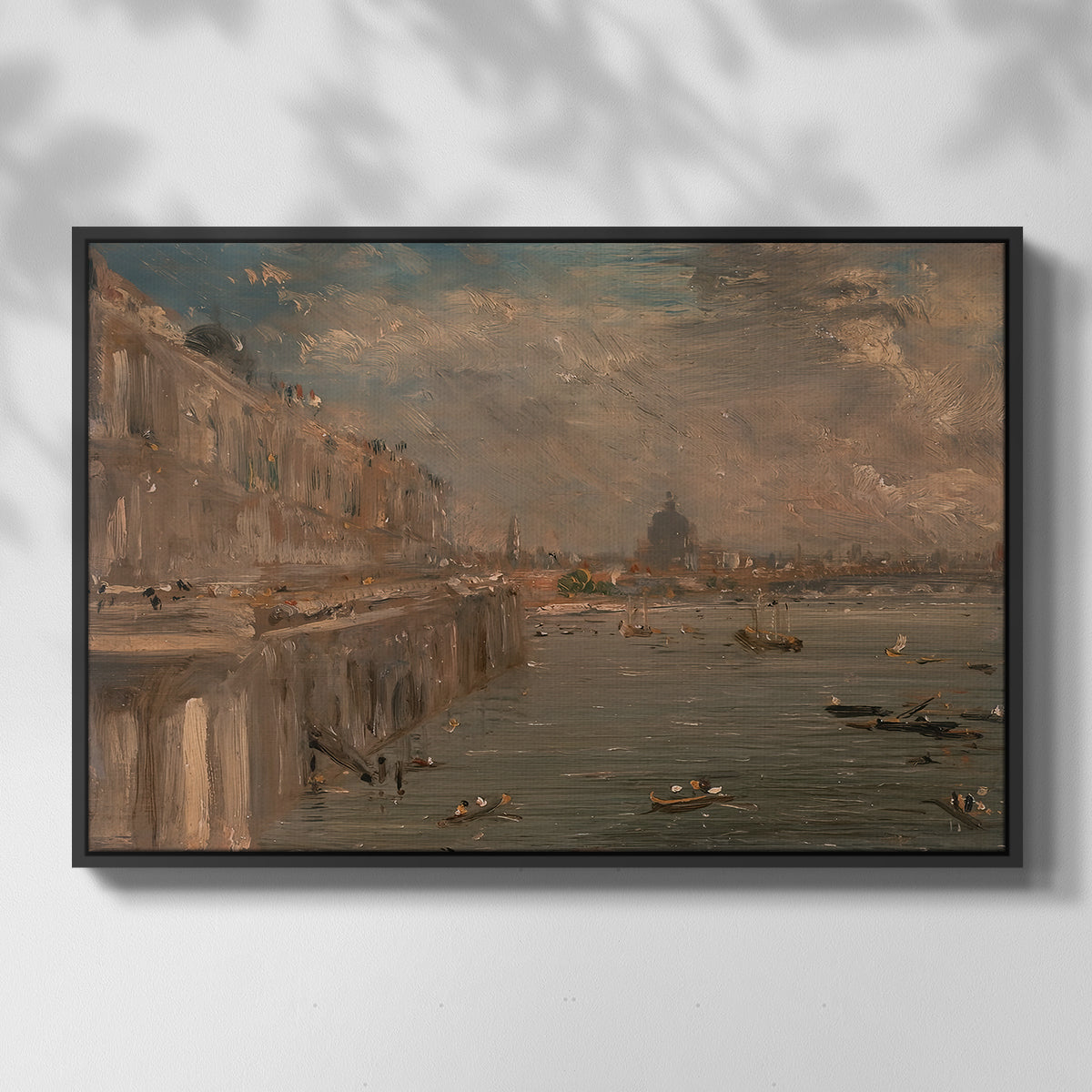 Somerset House Terrace from Waterloo Bridge, c. 1819 - Floater Framed Canvas Print