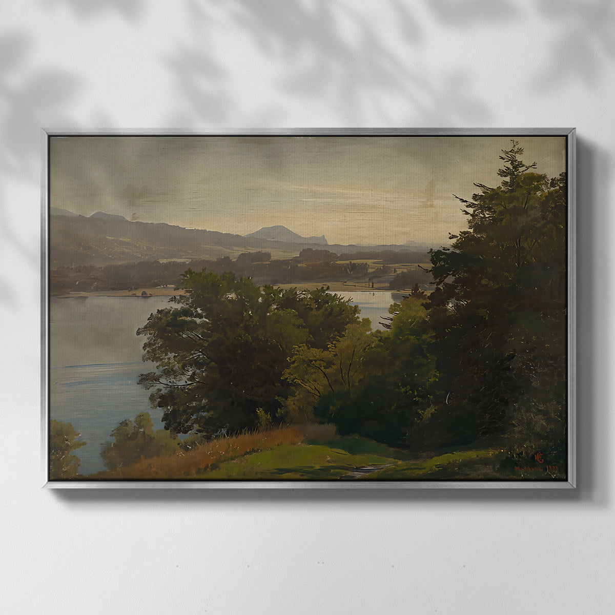 View of the Mondsee, 1870 - Floater Framed Canvas Print