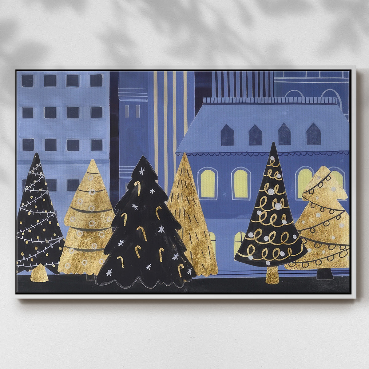 Holiday Night Collection A - Framed Gallery Wrapped Canvas in Floating Frame