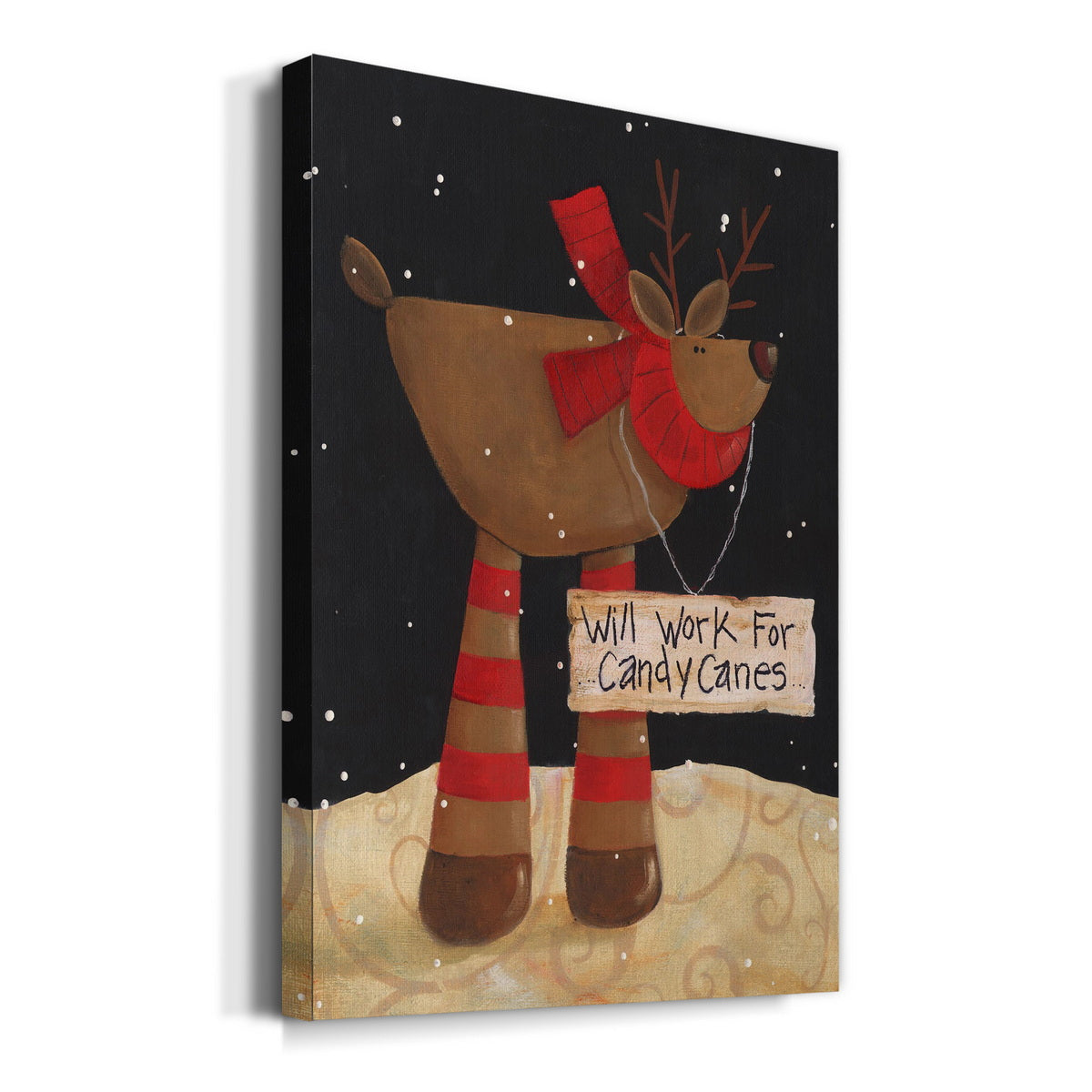 Candycane Reindeer Premium Gallery Wrapped Canvas - Ready to Hang