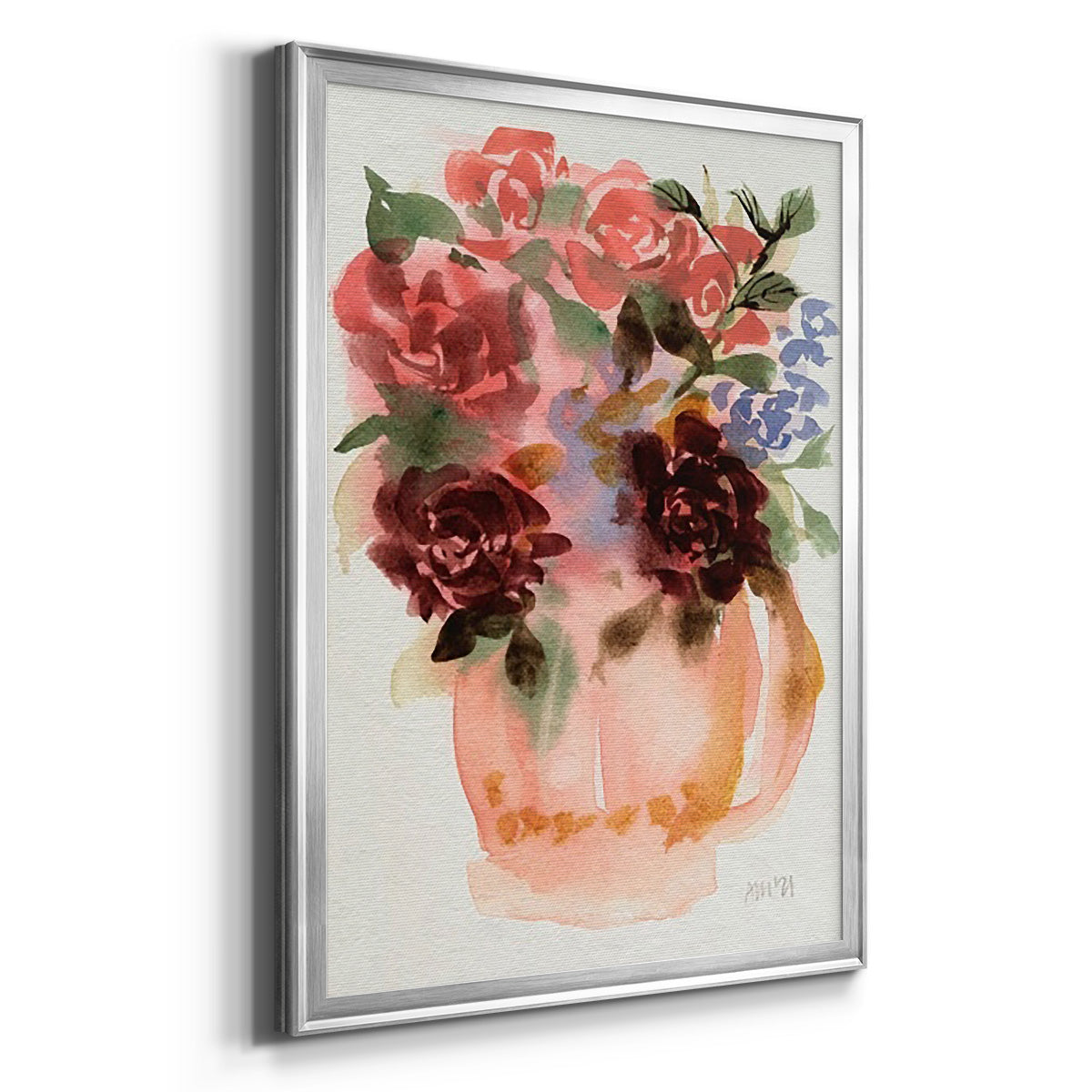 Mauve Bouquet in Teapot I - Modern Framed Canvas Print