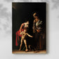 Canvas art print of a religious composition with figures arranged in a calm grouping with a soft shadow on a white background.