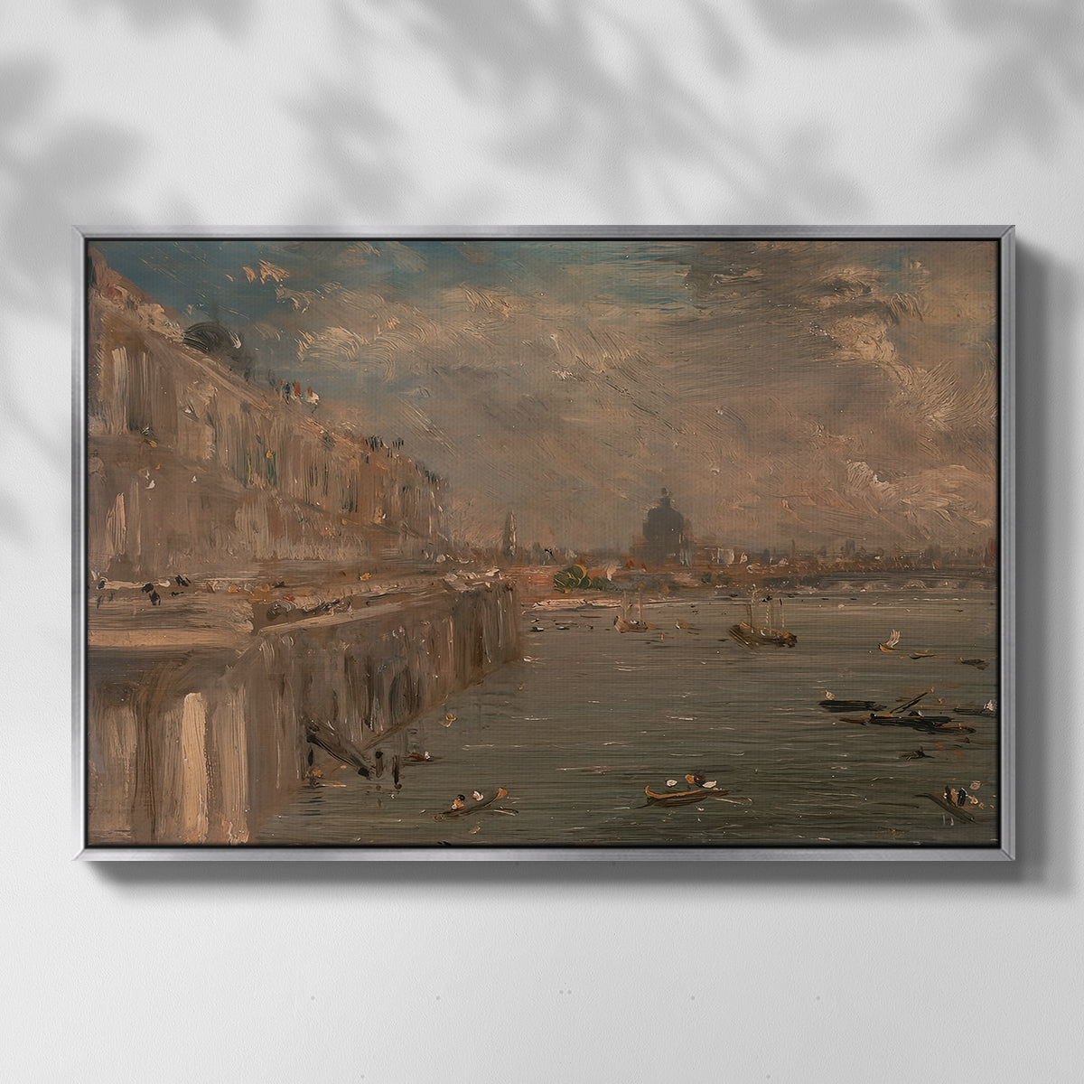 Somerset House Terrace from Waterloo Bridge, c. 1819 - Floater Framed Canvas Print
