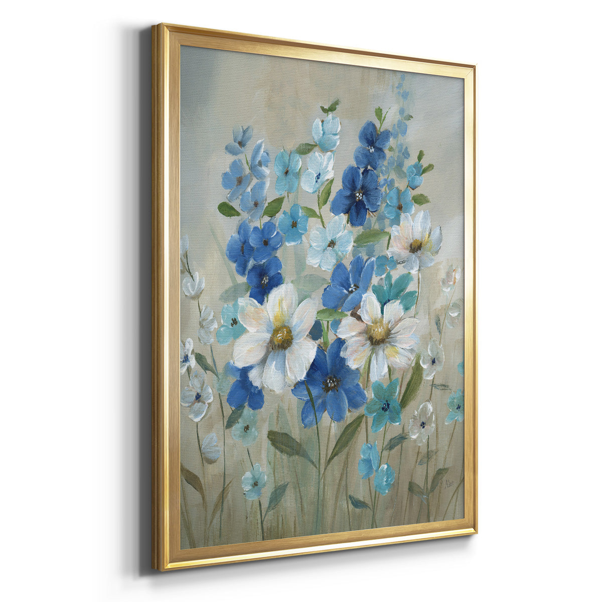 Blue Garden II - Modern Framed Canvas Print