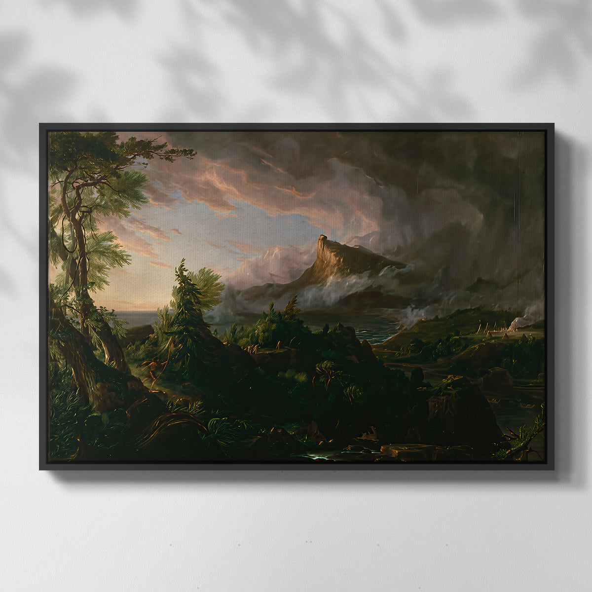 The Course of Empire: The Savage State, 1834 - Floater Framed Canvas Print