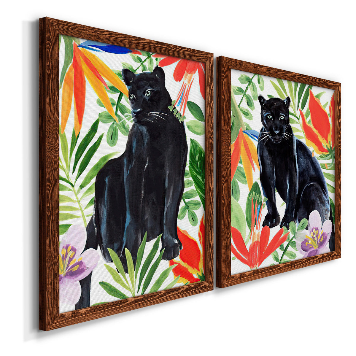 Panther's Paradise I - Premium Framed Canvas 2 Piece Set - Ready to Hang