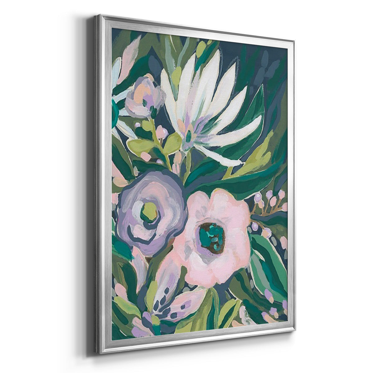 Purple Jungle Garden II - Modern Framed Canvas Print