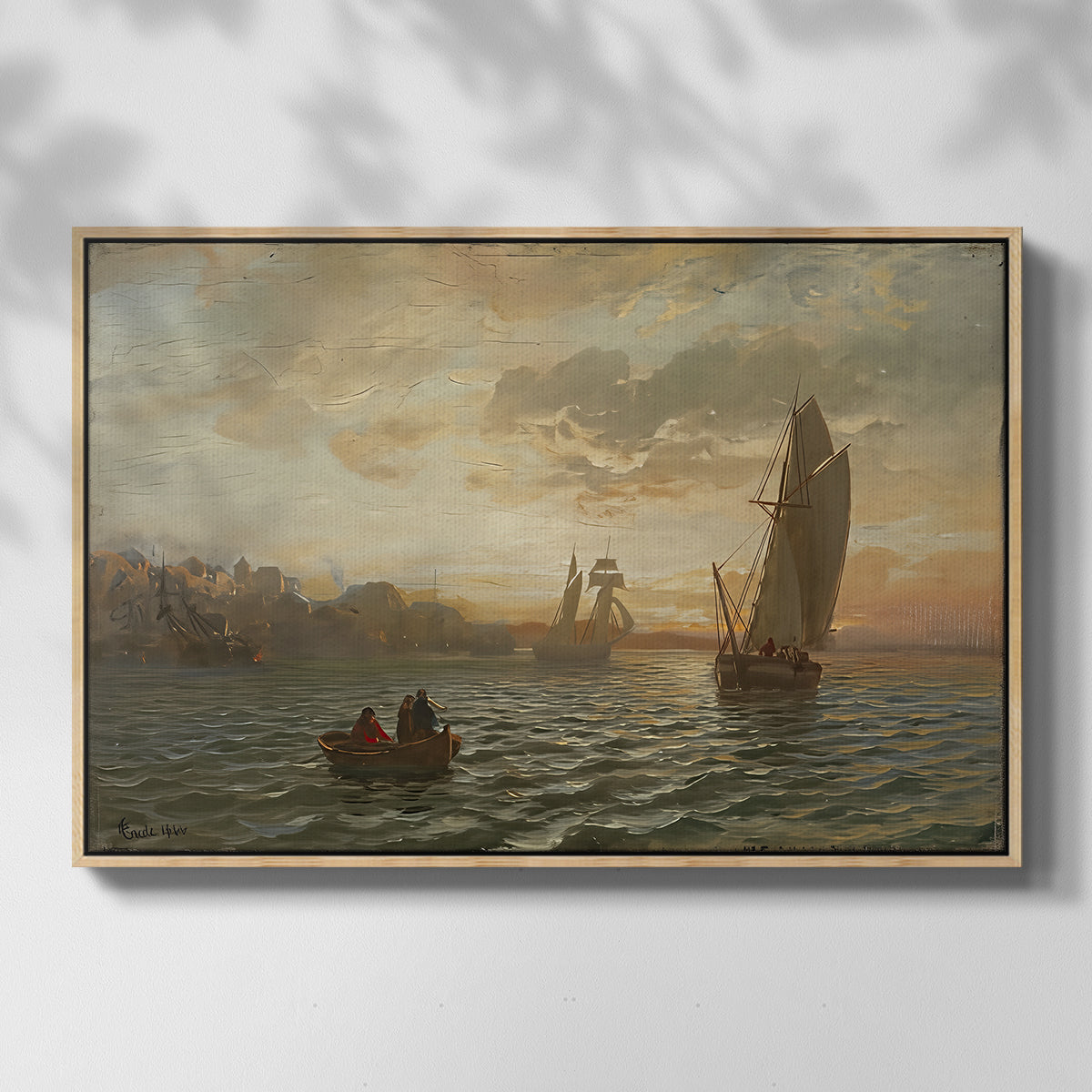 View from the Oslofjord, 1866 - Floater Framed Canvas Print