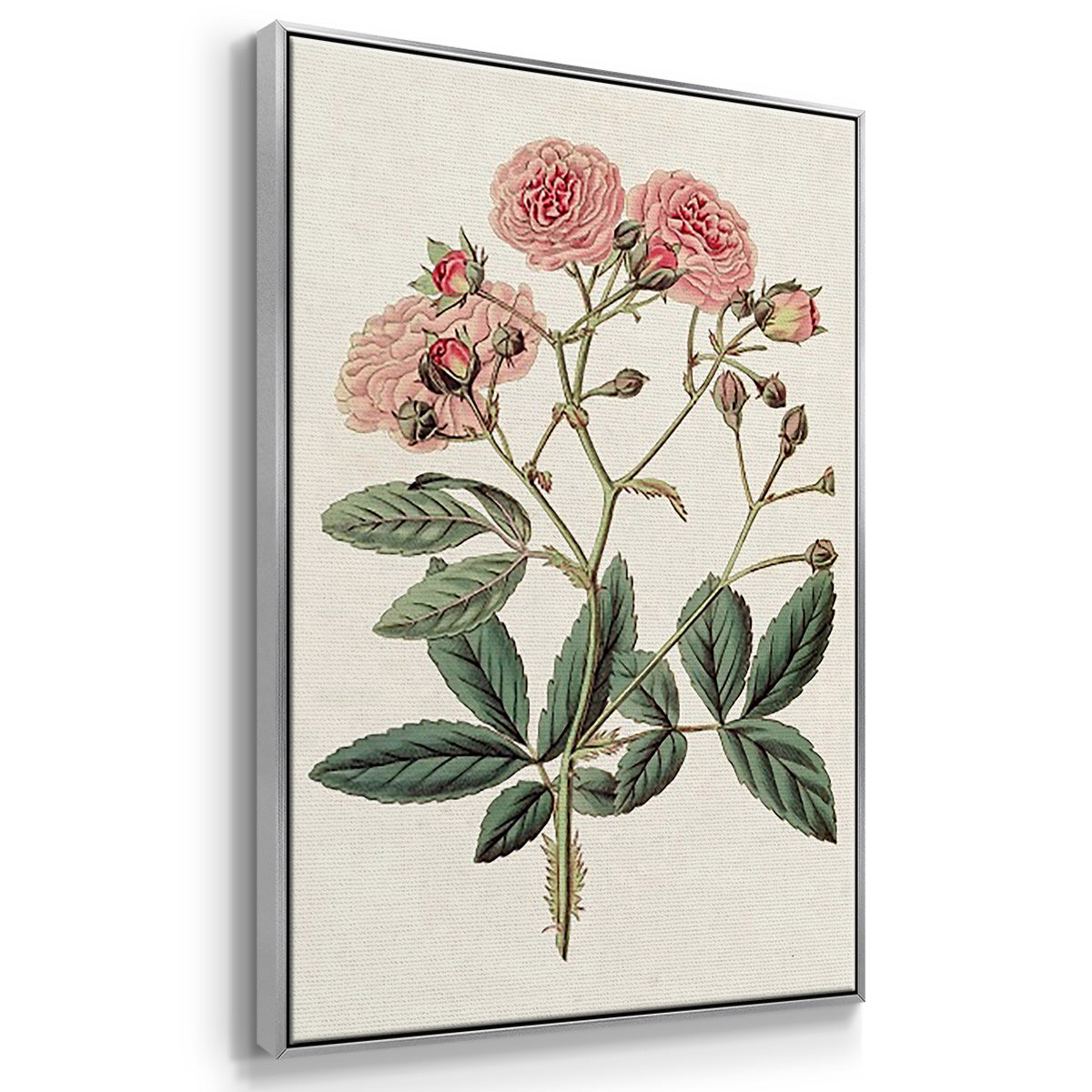 Pink Floral Mix IV - Framed Premium Gallery Wrapped Canvas L Frame 3 Piece Set - Ready to Hang