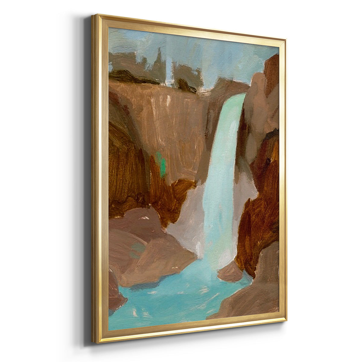 Turquoise Falls II - Modern Framed Canvas Print