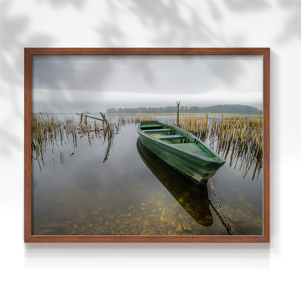 45429,boat,water,reeds,lake,nature,overcast,sky,tranquil,calm,greenery,afternoon,reflection,tethered,landscape,serenity,outdoor,fishing,solitude,stillness,peaceful,horizon,shoreline,environment,natural,scenery,rustic,cozy,wildlife,moored,setting,dock,pond,weather,rural,atmosphere,beauty,aquatic,preserve,Re-stickable,Nautical & Beach