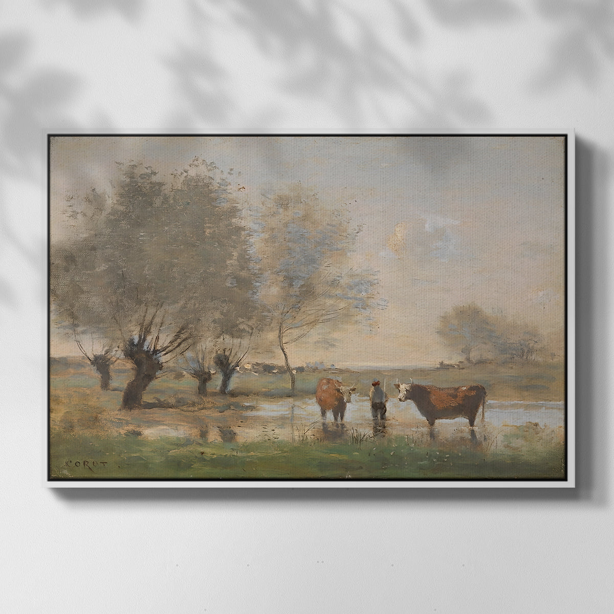 Cows in a Marshy Landscape, c. 1873-1874 - Floater Framed Canvas Print