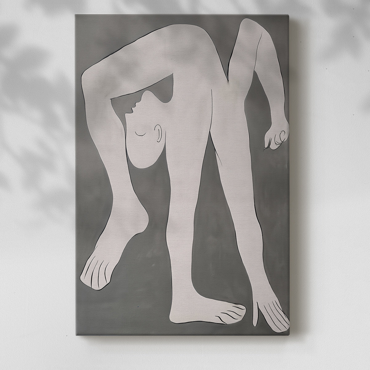Canvas art print of a modern composition with angular forms and minimal detail with a soft shadow on a white background.
