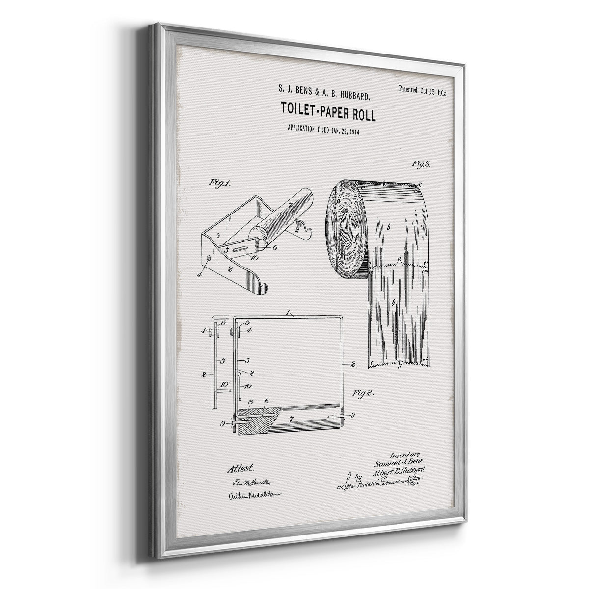 Toilet Paper Patent I - Modern Framed Canvas Print