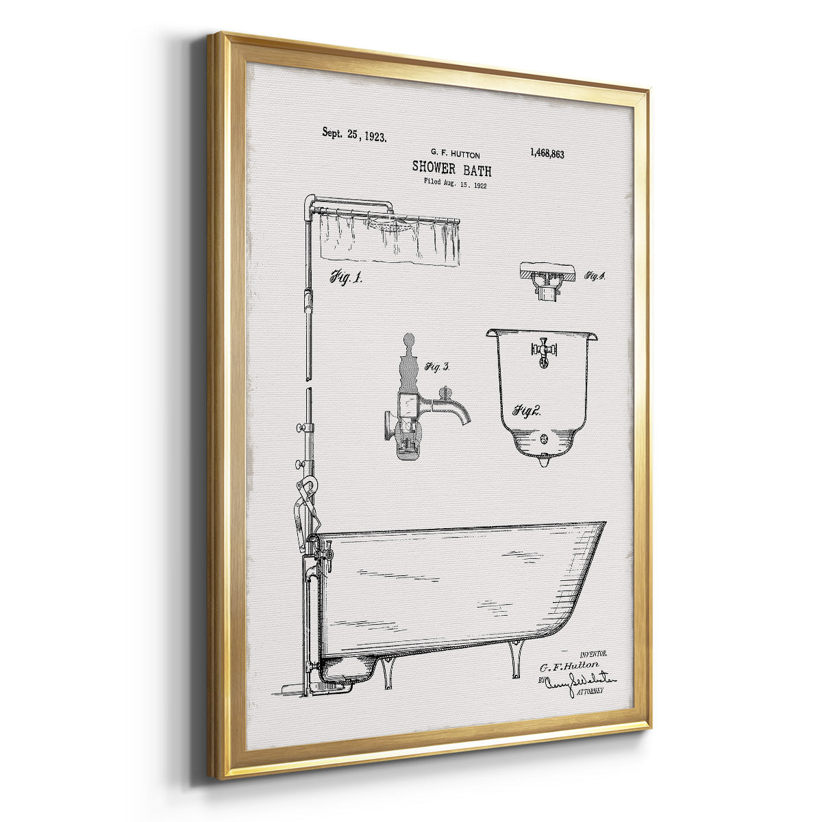 Vintage Bath I - Modern Framed Canvas Print