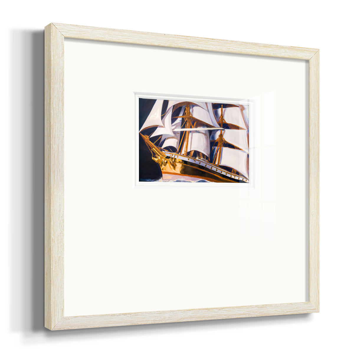 Golden Ship Premium Framed Print Double Matboard