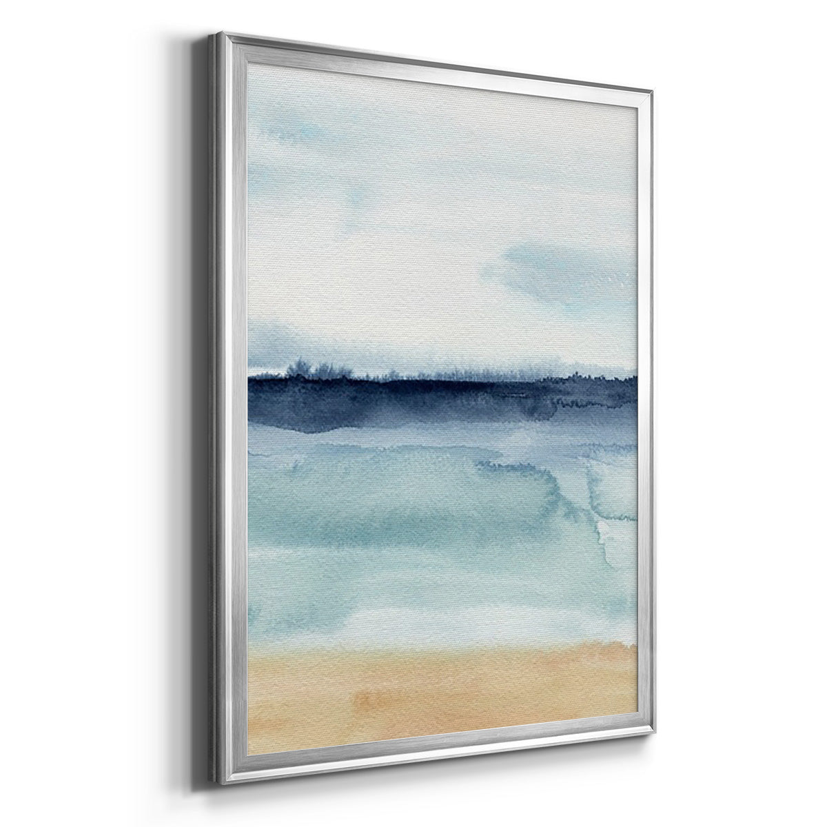 Watercolor Ocean Horizon I - Modern Framed Canvas Print