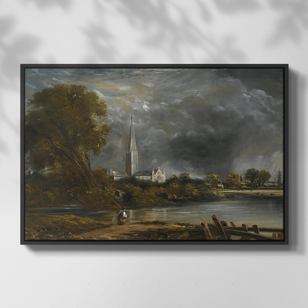 Salisbury Cathedral from the Meadows, c. 1831 - Floater Framed Canvas Print