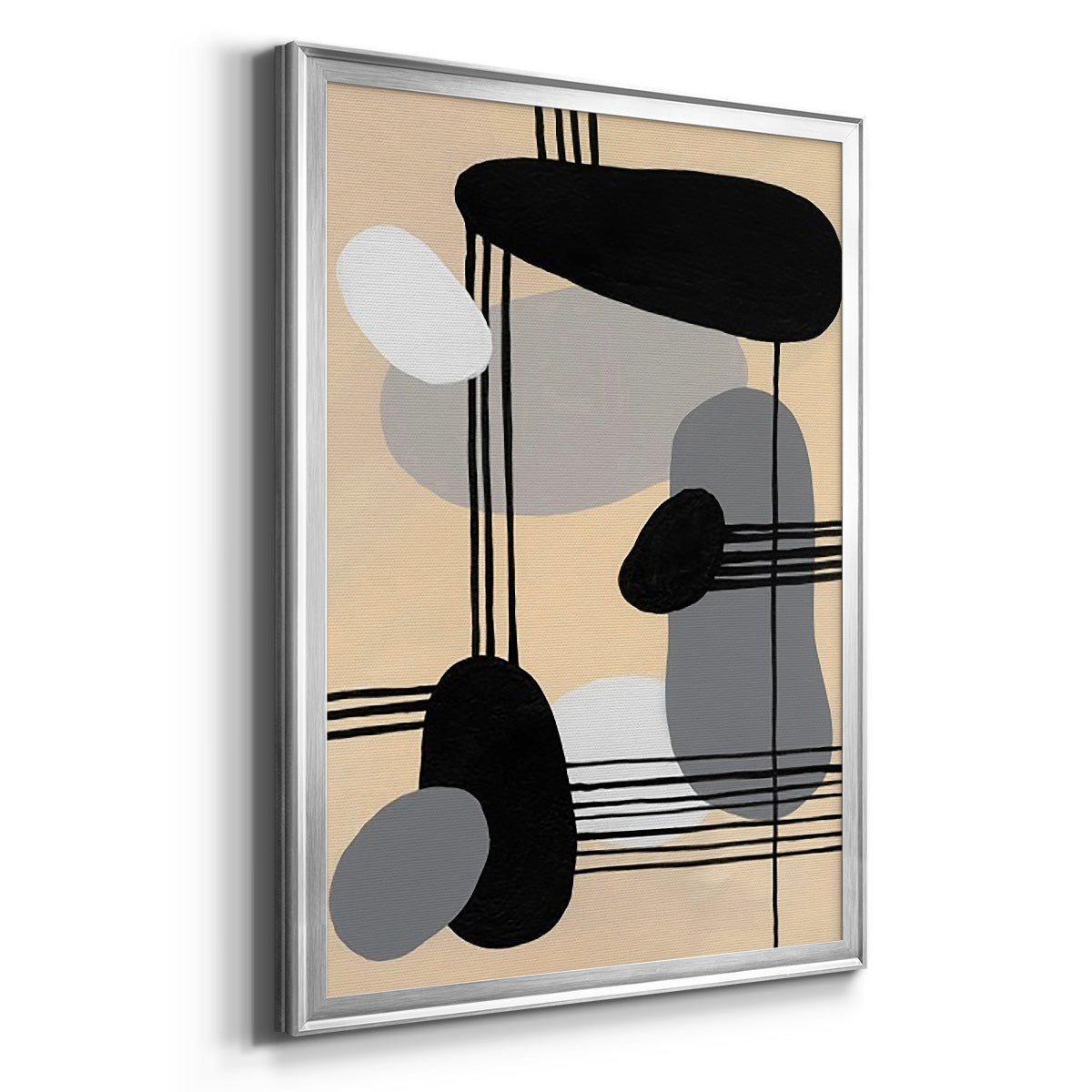 Interconnected Shapes II - Modern Framed Canvas Print