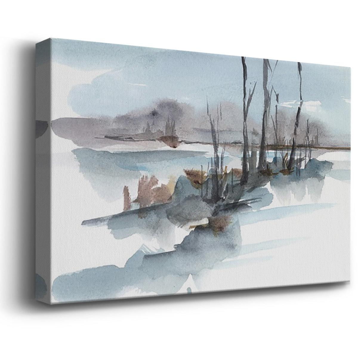 Winter Stream Watercolor I Premium Gallery Wrapped Canvas - Ready to Hang