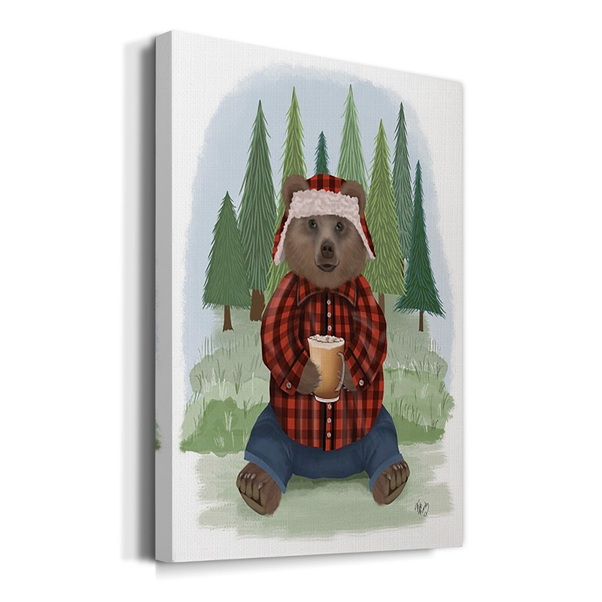 Lumberjack Bear Latte - Canvas Art Print